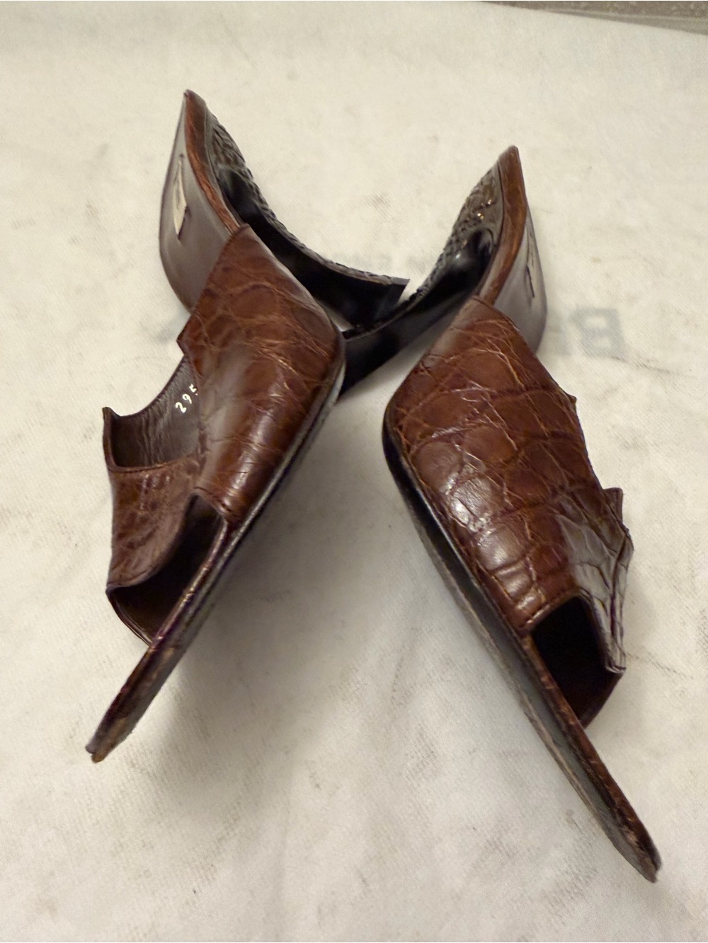 Prada Brown Croc-Embossed Open-Toe Mule Slides, pre-owned, SZ8.5 - Picture 12 of 16